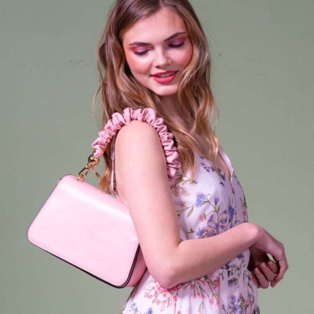 Kayla Ava Blush Rose Pink Faux Leather Pleather Hand Bag Crossbody Bag